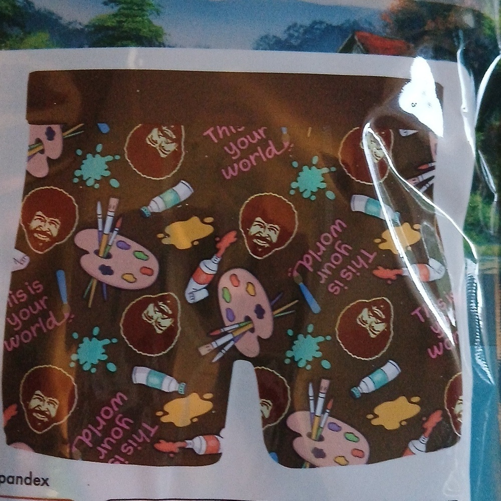 Bob Ross Men's Boxer Briefs -The Joy of Painting Artistic Soft Light Size Medium